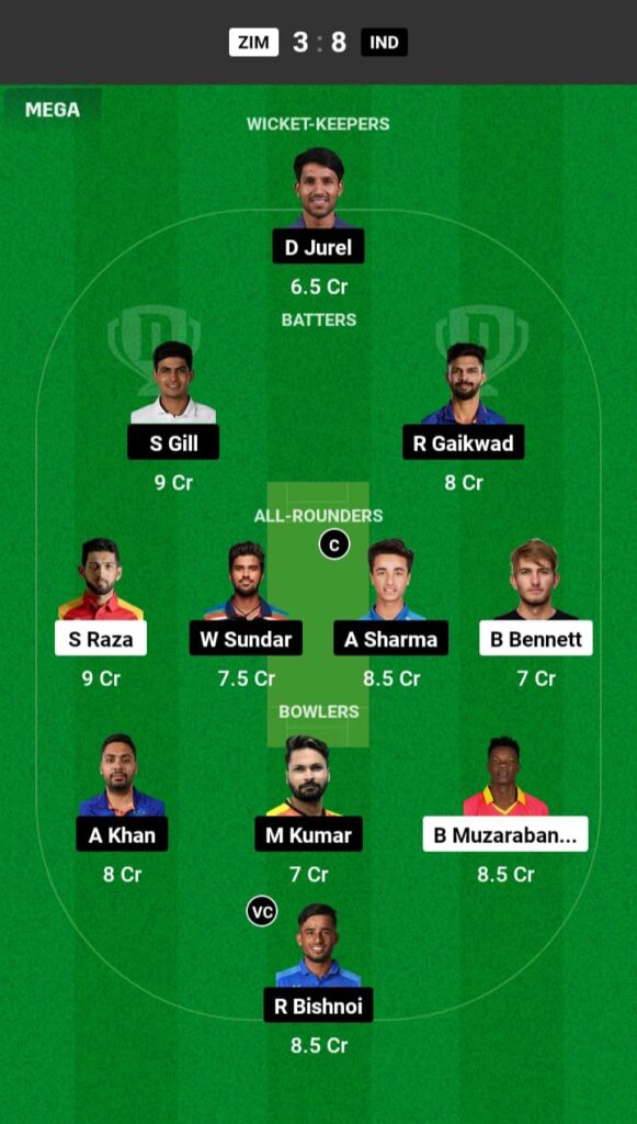 ZIM vs IND Dream11