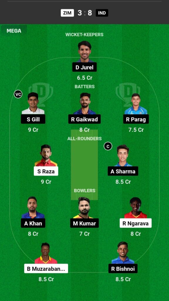 ZIM vs IND Dream11