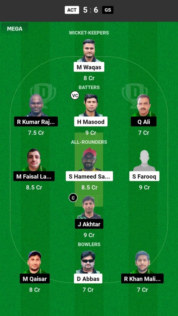 ACT vs GS Dream11