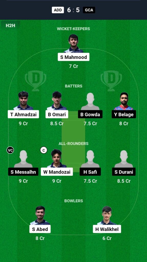 ADD vs GCA Dream11