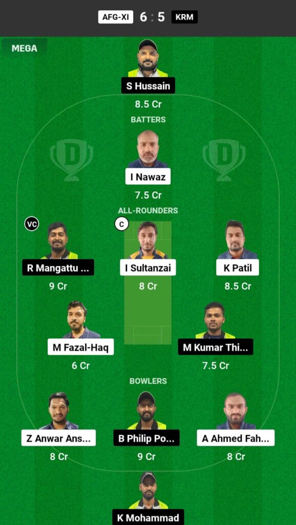 AFG-XI vs KRM Dream11