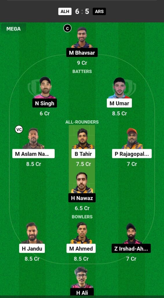 ALH vs ARS Dream11