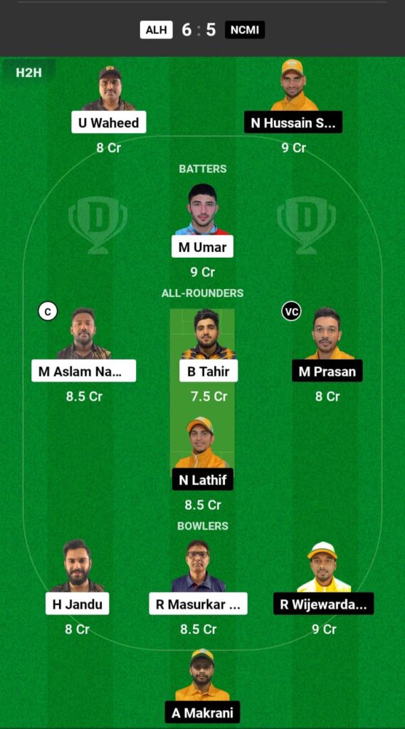 ALH vs NCMI Dream11 