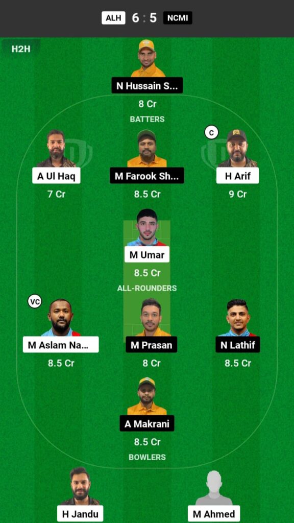 ALH vs NCMI Dream11