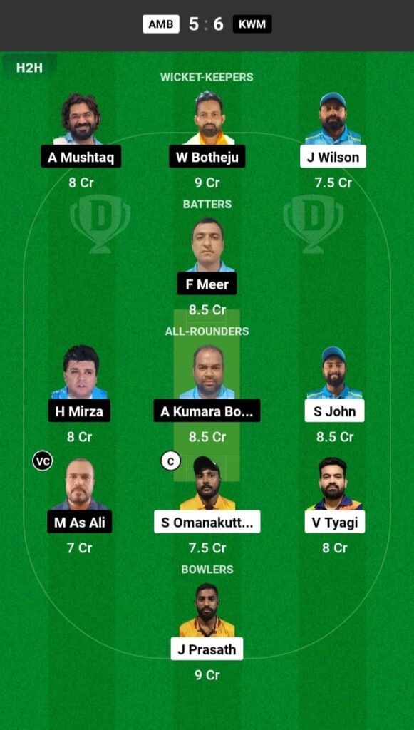 AMB vs KWM Dream11