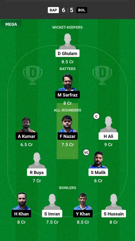 BAP vs BOL Dream11