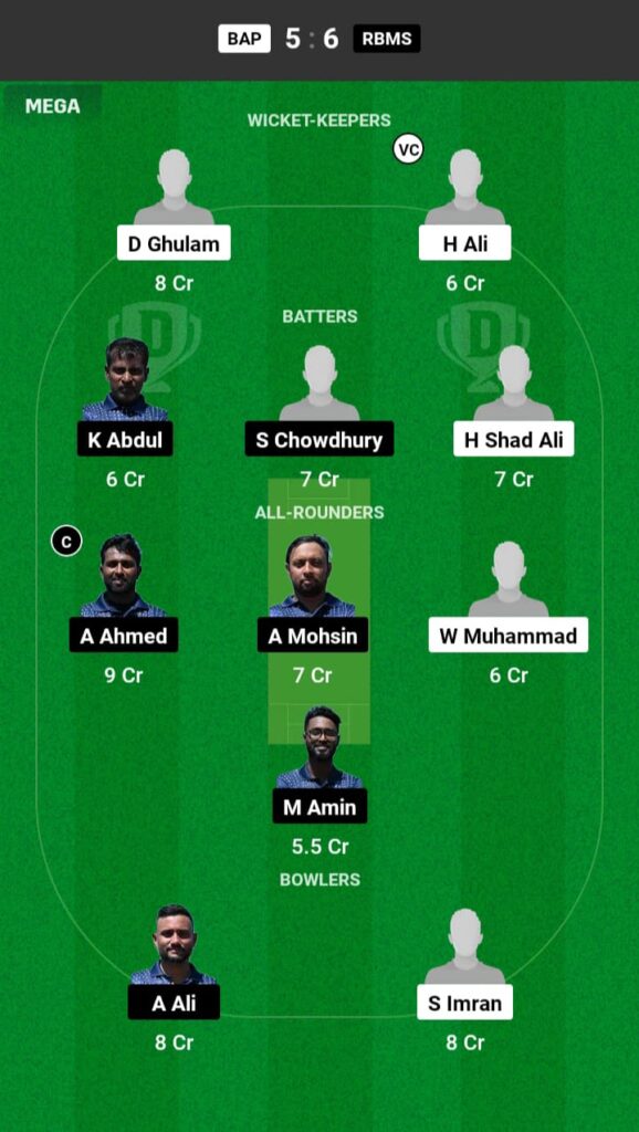 BAP vs RBMS Dream11 