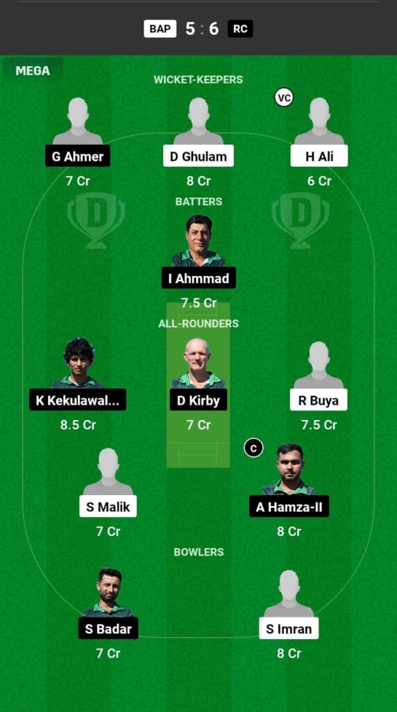 BAP vs RC Dream11 