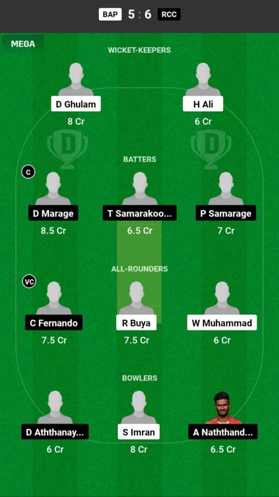 BAP vs RCC Dream11