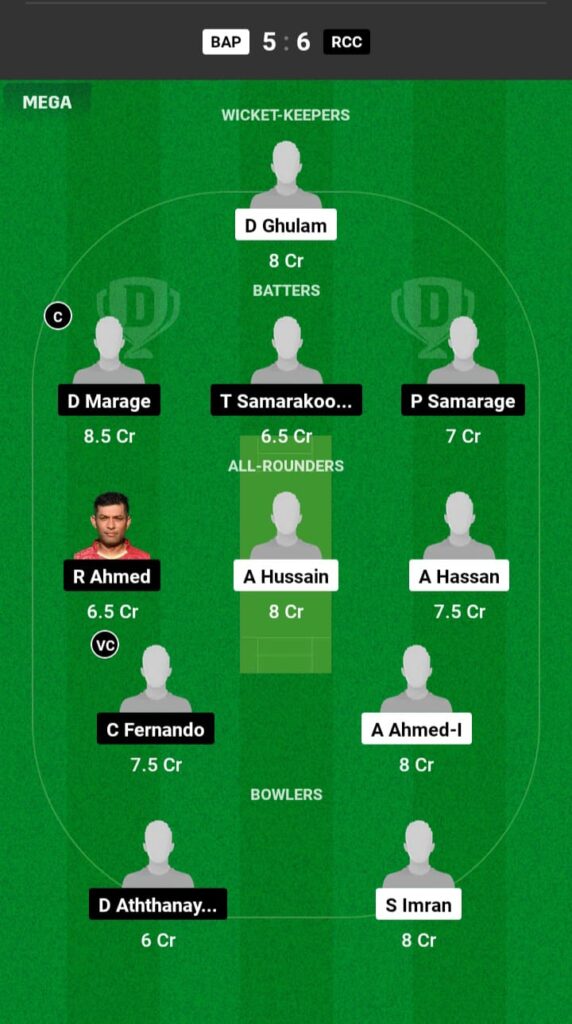 BAP vs RCC Dream11