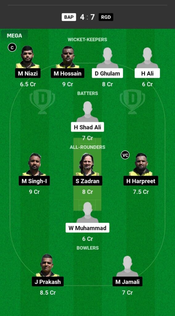 BAP vs RGD Dream11