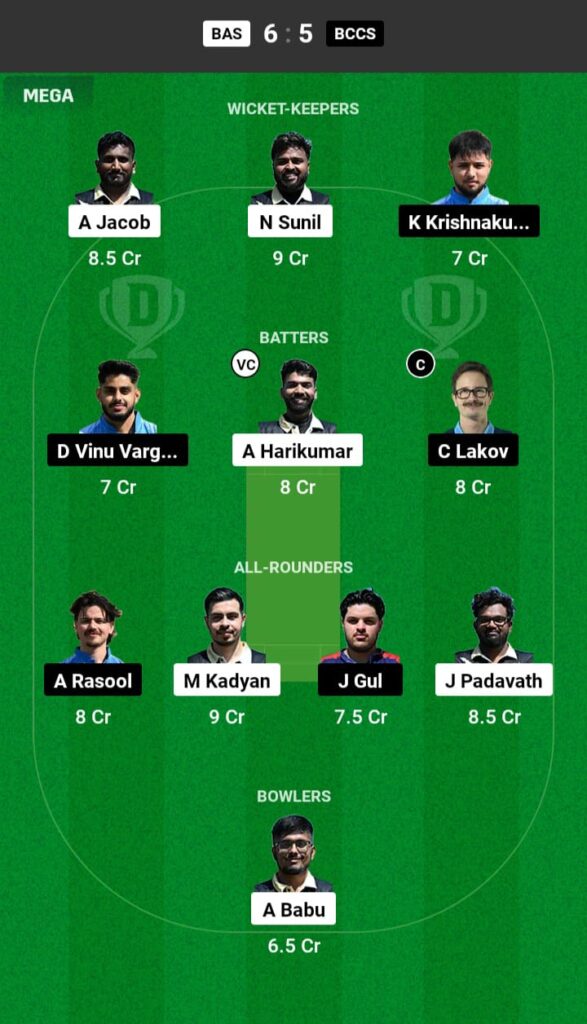 BAS vs BCCS Dream11