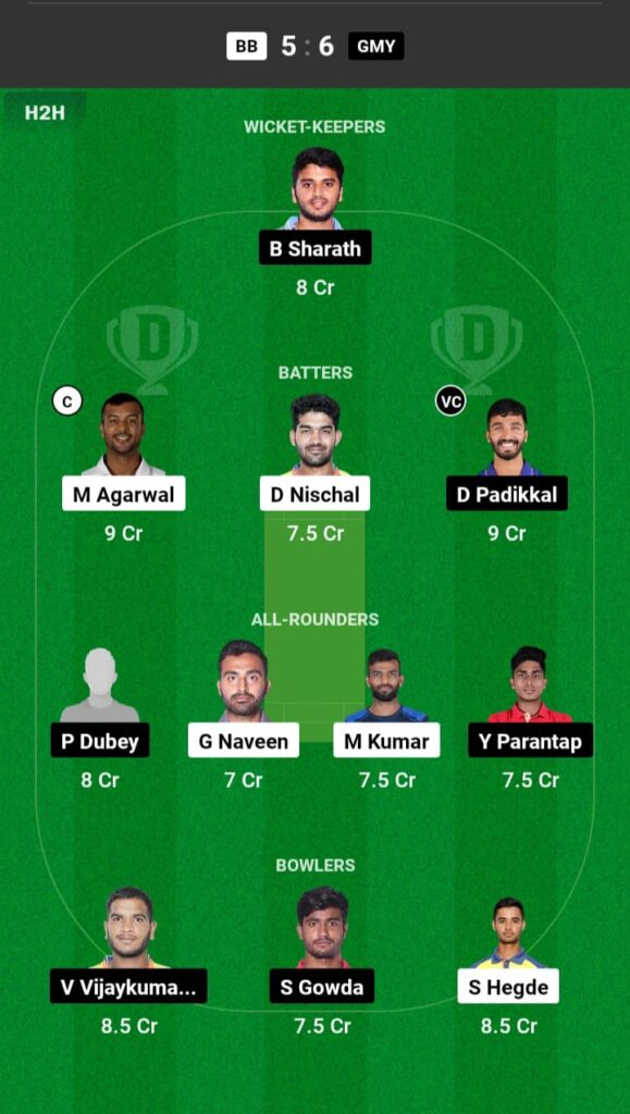 BB vs GMY Dream11