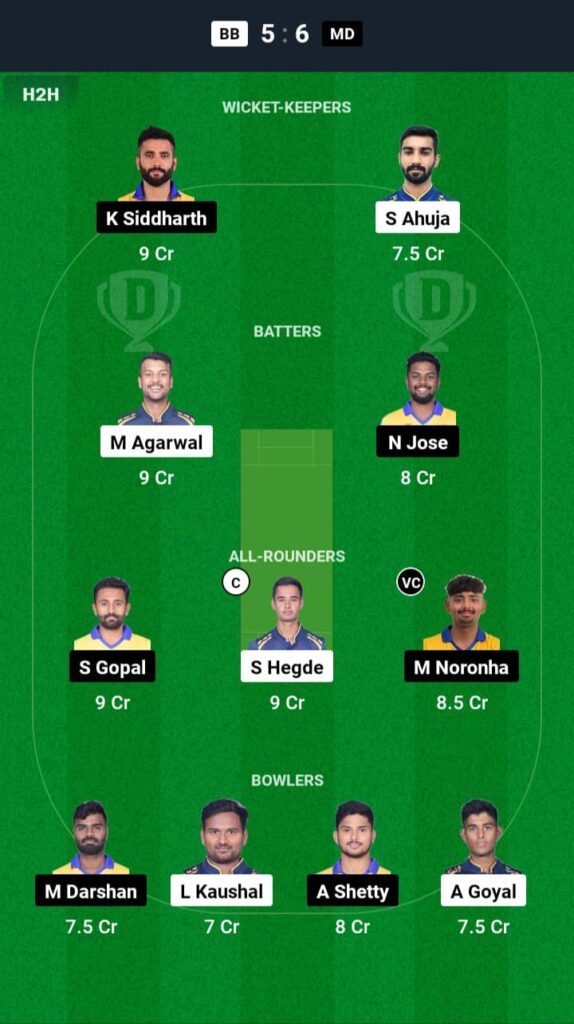 BB vs MD Dream11