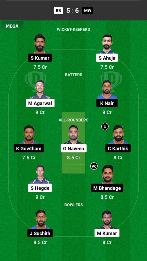 BB vs MW Dream11