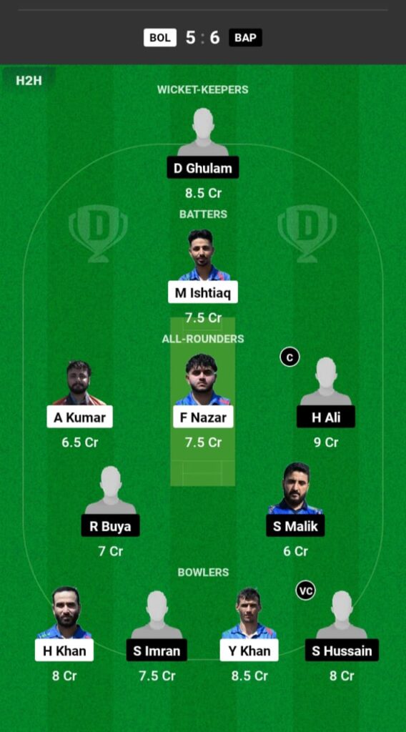 BOL vs BAP Dream11 