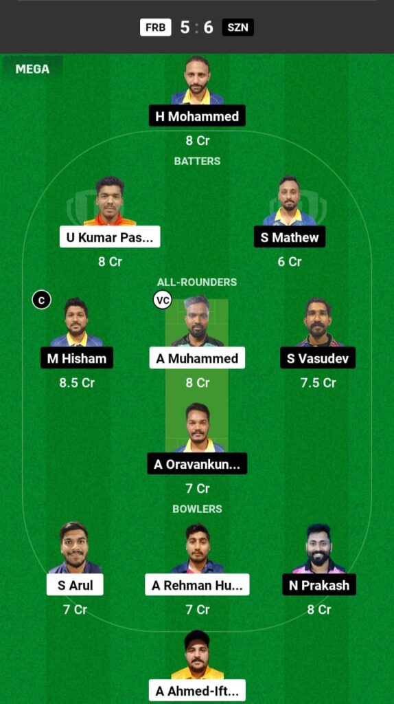 FBR vs SZN Dream11