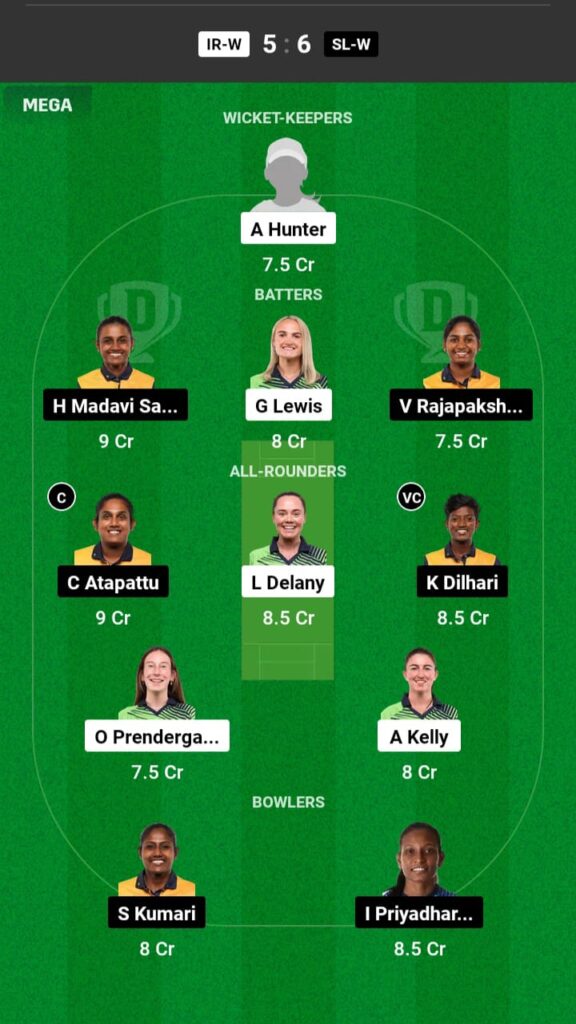 IRE-W vs SL-W Dream11