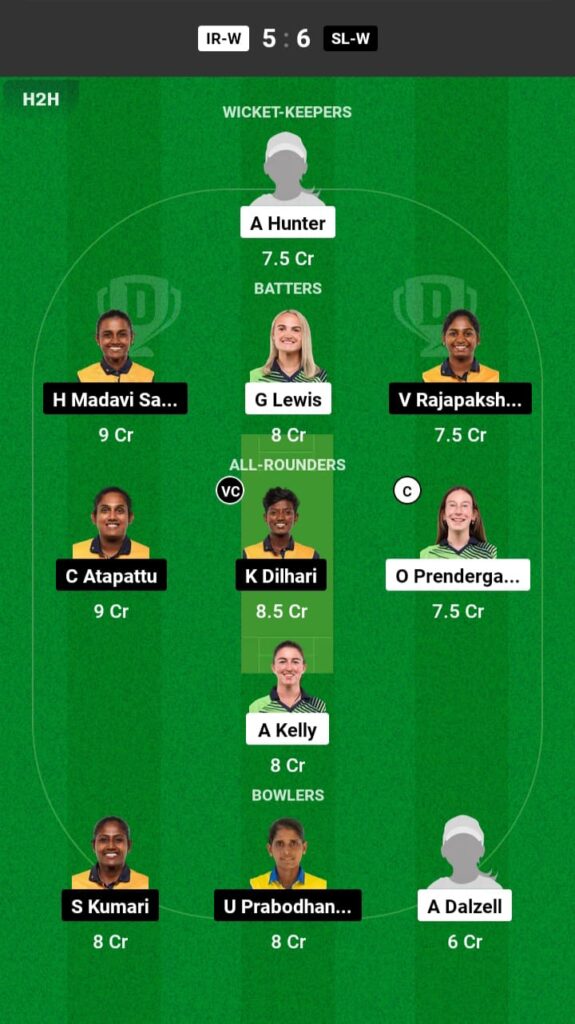 IRE-W vs SL-W Dream11