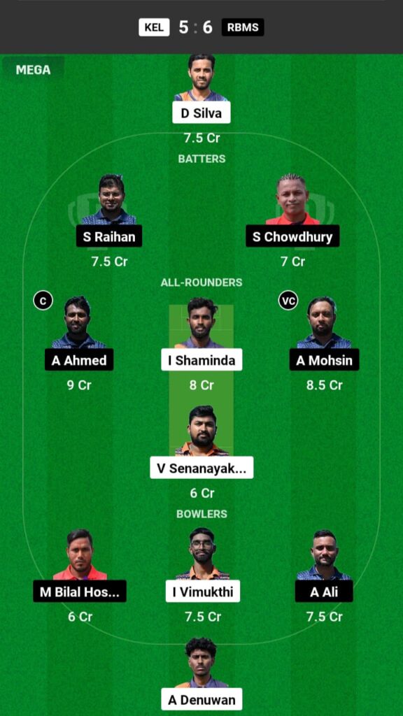 KEL vs RBMS Dream11