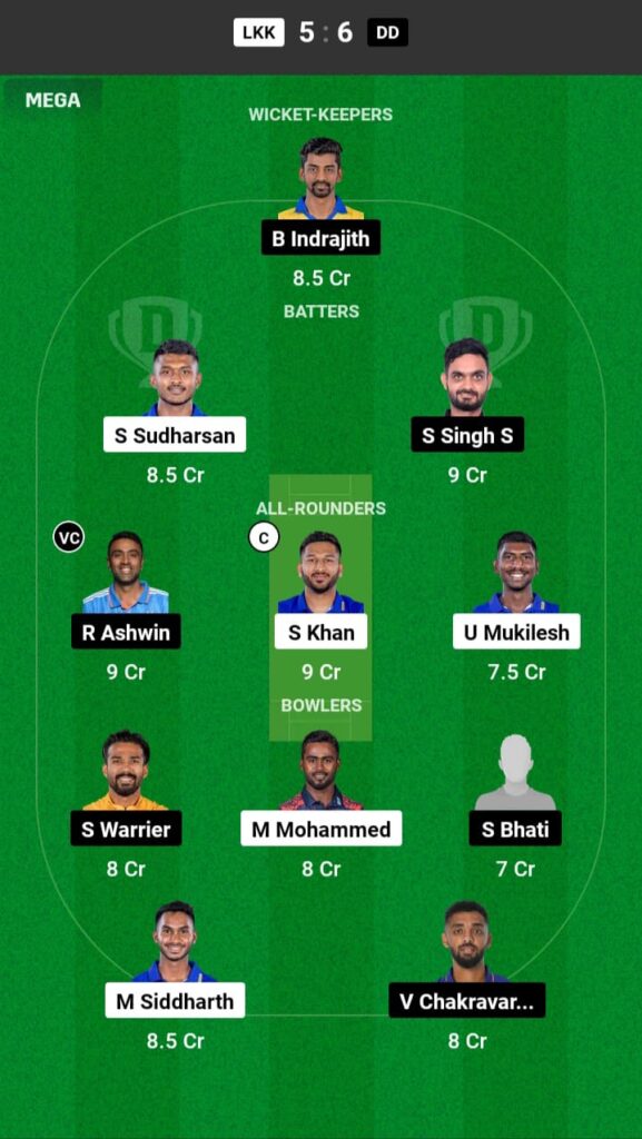 LKK vs DD Dream11