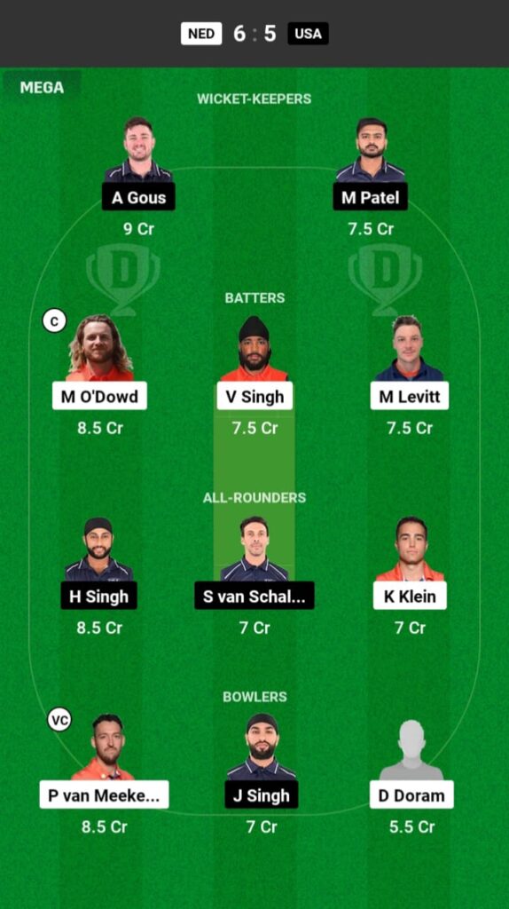 NED vs USA Dream11 