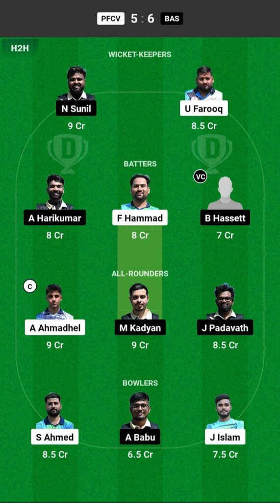 PFCV vs BAS Dream11