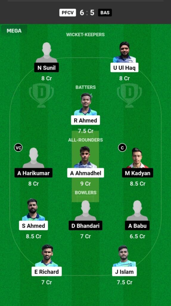 PFCV vs BAS Dream11