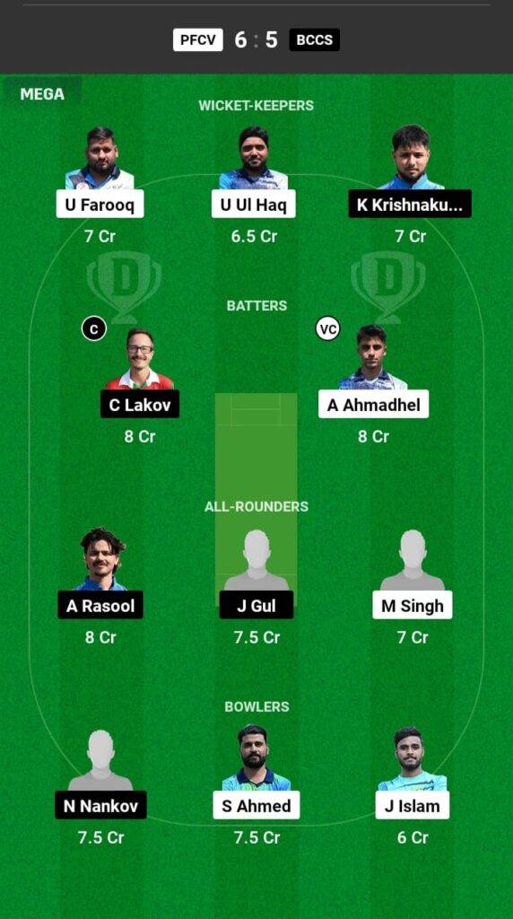 PFCV vs BCCS Dream11