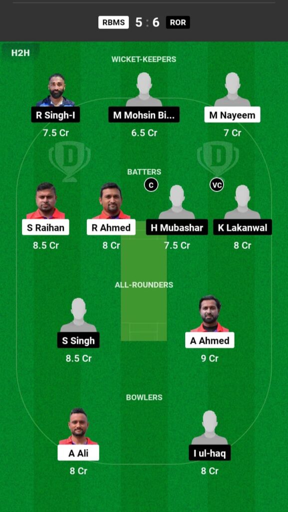 RBNS vs ROR Dream11