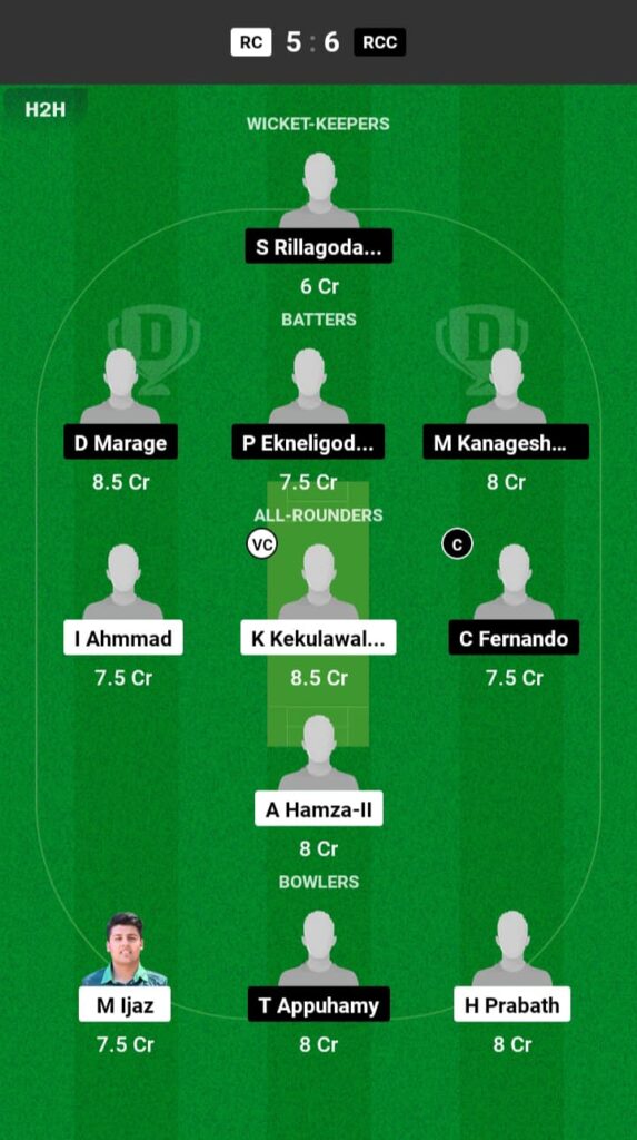 RC vs RCC Dream11