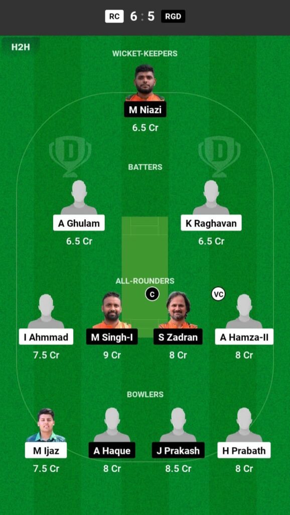 RC vs RGD Dream11 