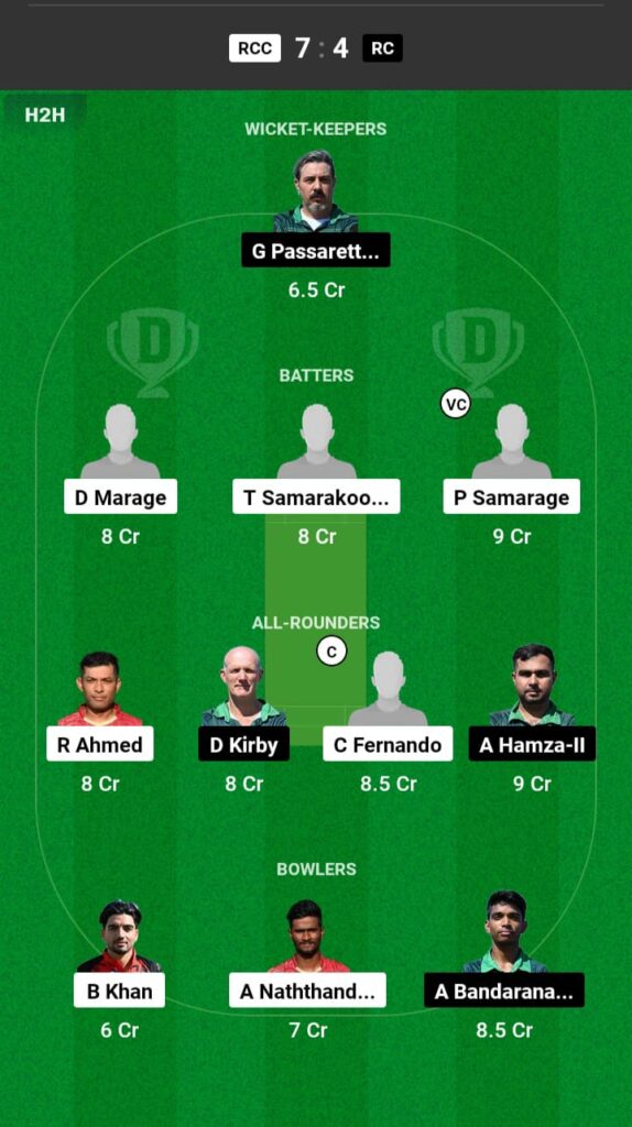 RCC vs RC Dream11