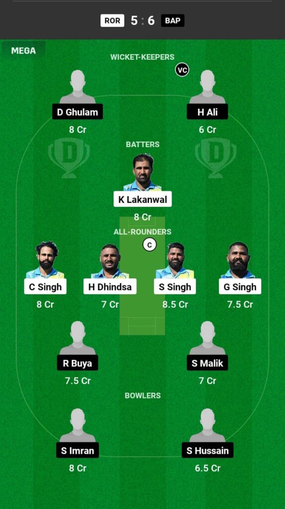 ROR vs BAP Dream11