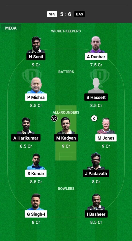 SFS vs BAS Dream11SFS vs BAS Dream11