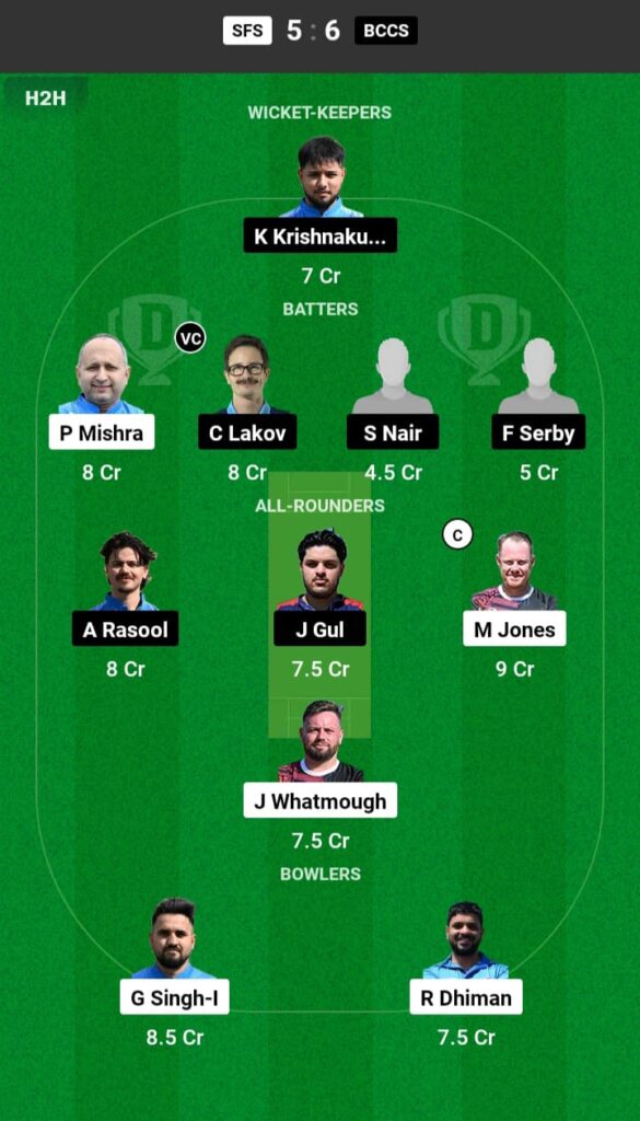 SFS vs BCCS Dream11