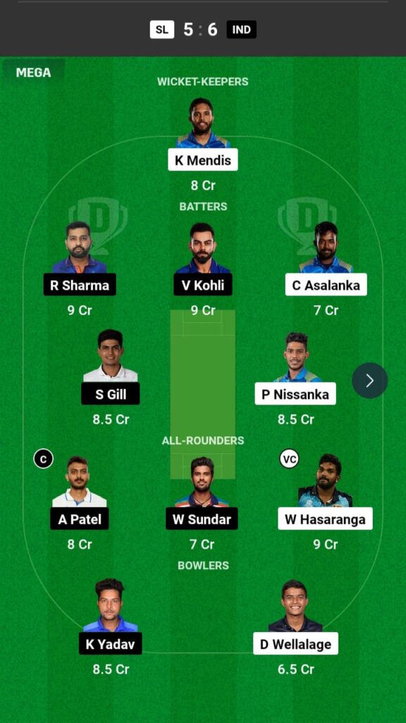 SL vs IND Dream11 