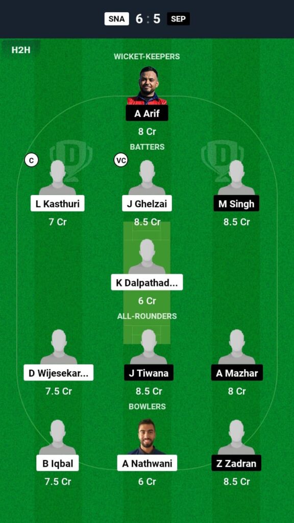 SNA vs SEP Dream11