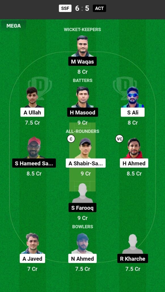 SSF vs ACT Dream11