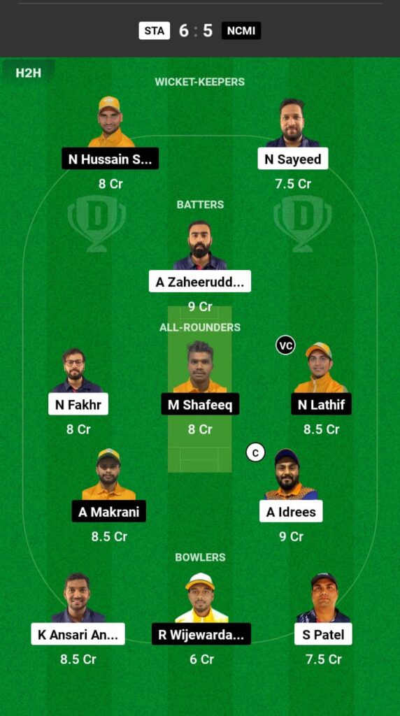 STA vs NCMI Dream11 