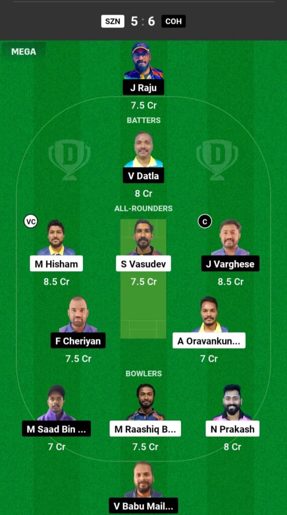 SZN vs COH Dream11