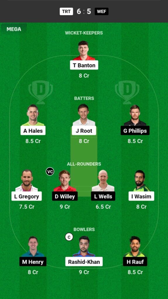 TRT vs WEF Dream11