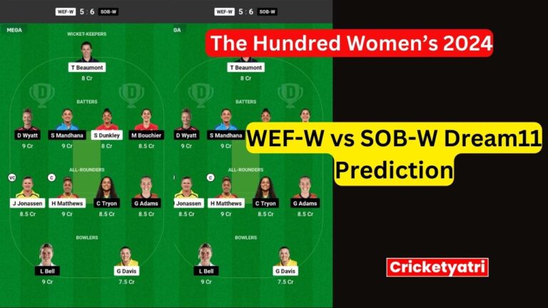 WEF-W vs SOB-W Dream11