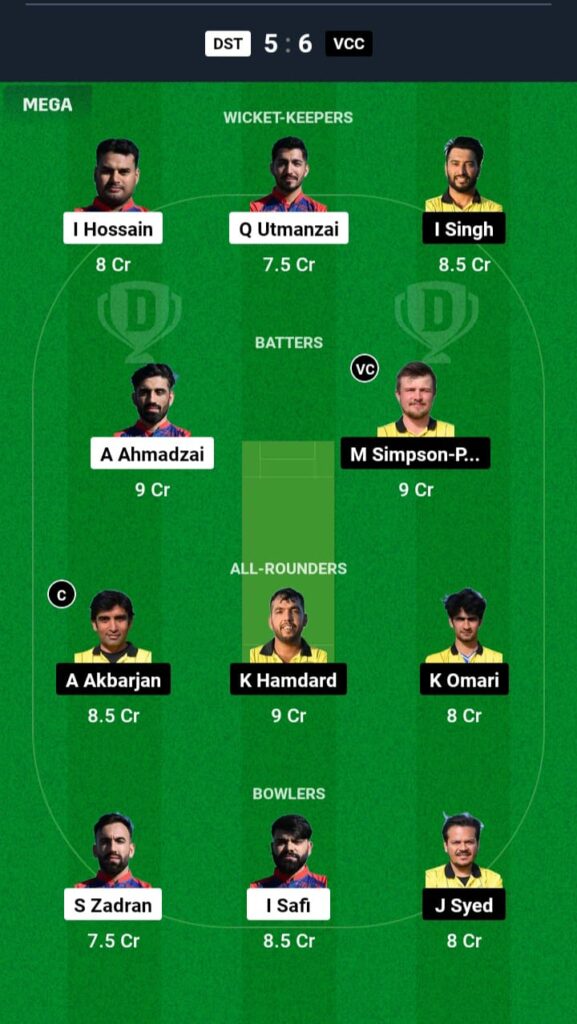 DST vs VCC Dream11