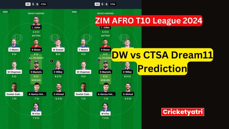 DW vs CTSA Dream11