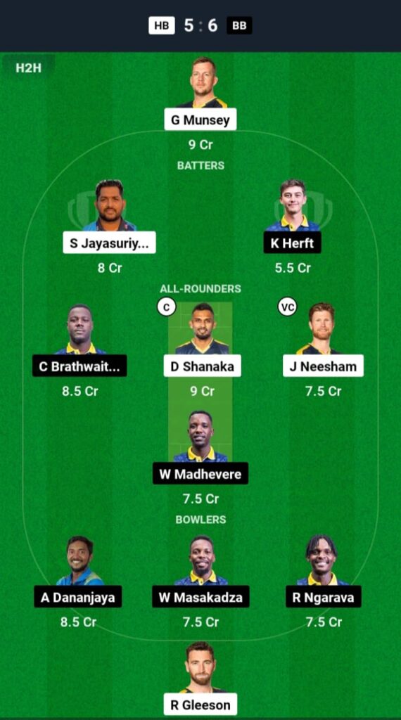 HB vs BB Dream11 