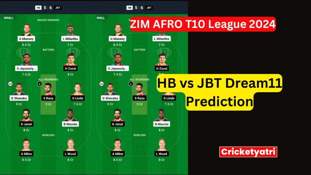 HB vs JBT Dream11