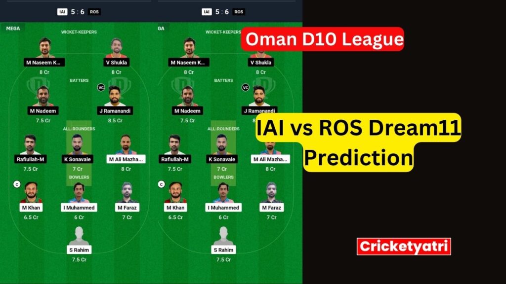 IAI vs ROS Dream11