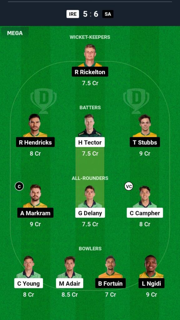 IRE vs SA Dream11