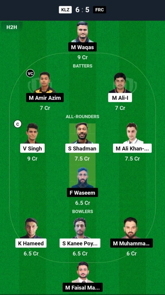 KLZ vs FRC Dream11